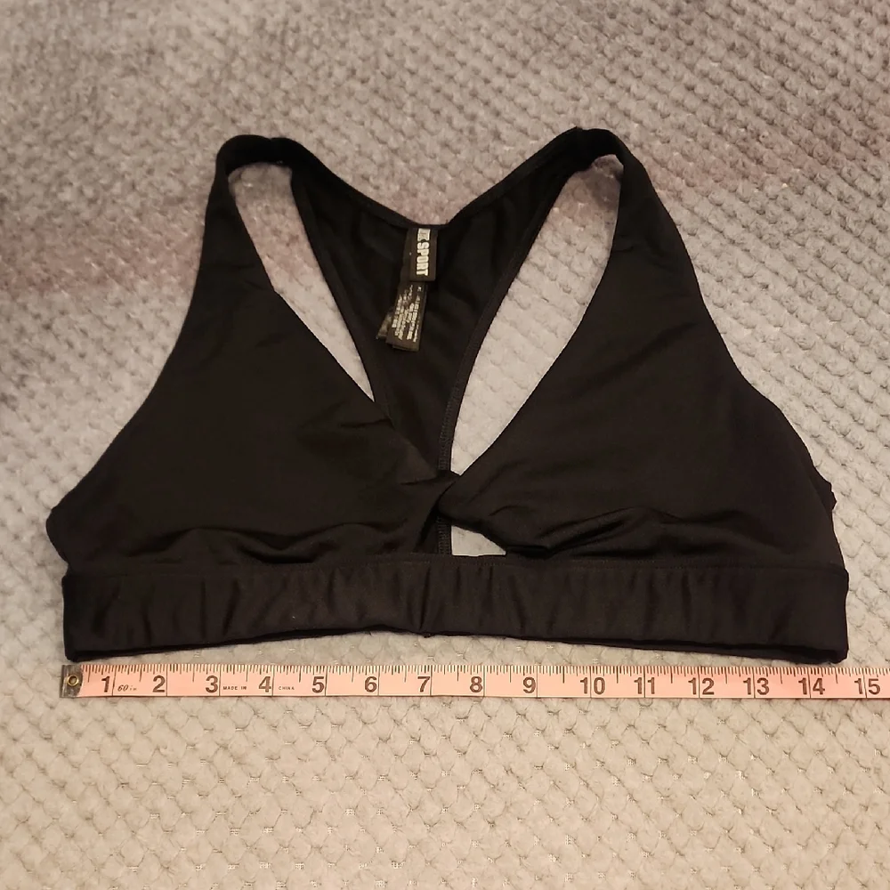 VICTORIA'S SECRET, PINK - Black Sports Bra with Silver Logo 